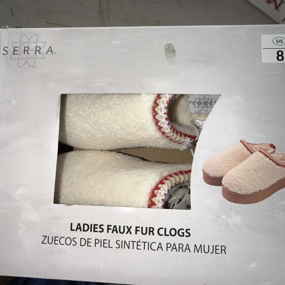 Serra Women's Clogs Size 8 Slip On Comfort Shoes Tan Faux Fur Lining clogs  New - Picture 8 of 8
